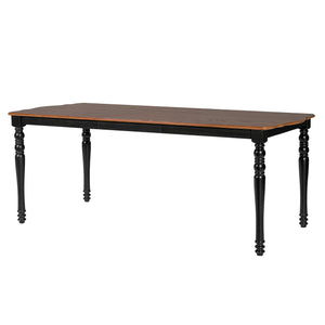 English Elm 7-Piece Extendable Dining Set with Removable Leaf and 6 Upholstered Chairs, Solid Rubberwood Legs, Seats 6 Black+Brown N752S000030B