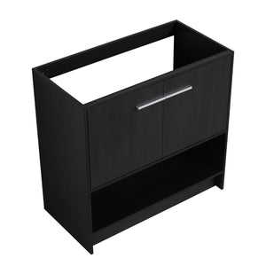 English Elm 36" Freestanding Bathroom Vanity with 2 Doors and Open Shelf, Modern Ergonomic Plywood Cabinet Dark Oak W1972P268401