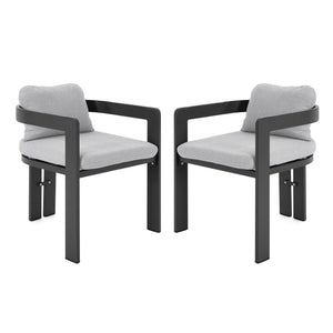 English Elm Christopher Knight Home® - Pula Outdoor Aluminum Dining Chair Set of 2 — Weather‑Resistant Lightweight Frames with Plush Cushions Black,Grey N775P221509G