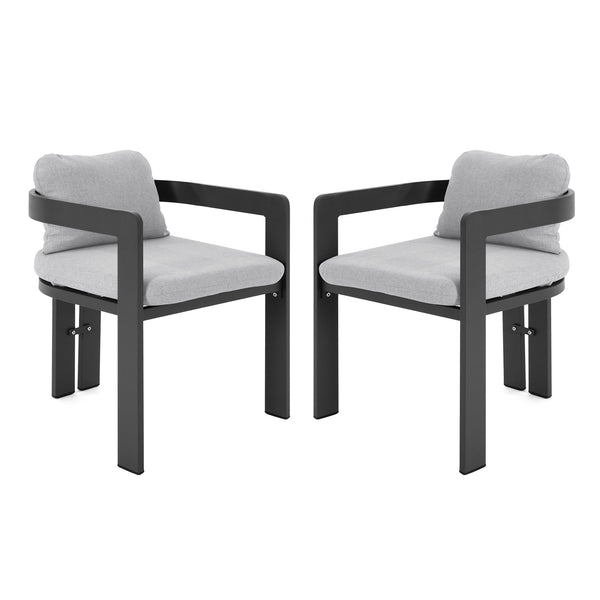 English Elm Christopher Knight Home® - Pula Outdoor Aluminum Dining Chair Set of 2 — Weather‑Resistant Lightweight Frames with Plush Cushions Black,Grey N775P221509G