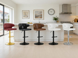 English Elm Modern Oil-wax Upholstered Swivel Barstools with Ergonomic High Back for Kitchen Islands White+Silver W2920P419848