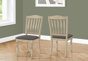 English Elm Dining Chair Set of 2 Upholstered with Turned Wood Legs, High Slat Back, Comfortable Seating Appeal Grey 40 L x 11 W x 21 H B2710P218888