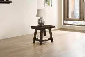 English Elm Modern Walnut Finish End Table with Open Shelf, Solid Rubberwood Legs, 22" x 24" x 22"H Stylish Storage B011P396188