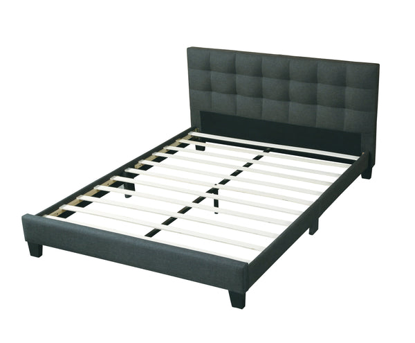 English Elm Modern Charcoal California King Bed Tufted Upholstered Headboard Platform Frame Linen-Like Fabric 92" B011P361143