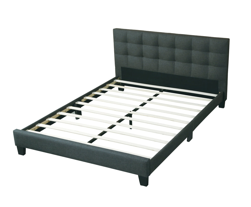 English Elm Modern Upholstered Queen Bed with Tufted Linen-Like Headboard, Slat Support, Contemporary Design Charcoal 67 L x 39 W x 5 H B011P243654