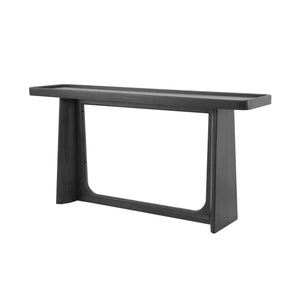 English Elm Farmhouse Console Table Tray Top Trestle Base Distressed Wood Entryway Sofa Black N760P359387B