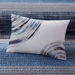 English Elm 8-piece King Quilt Set Cotton Watercolor Stripe Breathable Resort Bedroom Bedding B035P408267