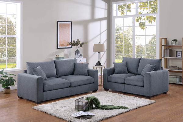 English Elm Contemporary Corduroy Sofa and Loveseat Set with Square Arms for Living Room B011S02222