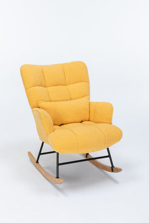 English Elm Rocking Glider Chair Teddy Upholstered High Back Nursery Accent Seat Modern Style B205P205671