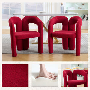 English Elm Contemporary Velvet Upholstered Barrel Accent Chair Set of 2 with Foam Seat, Steel Frame, Plush Upholstery Red W395P224755