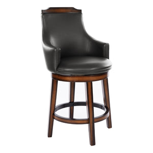 English Elm Swivel Bayshore Counter Height Chairs Set of 2 - Dark Brown Faux Leather, Wood Cap & Swivel Comfort B011P321296