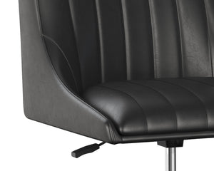 Sunpan HALDEN Office Chair - Retro-Modern Faux Leather Design with Rustic Bronze Frame for Dining Spaces Black 112252