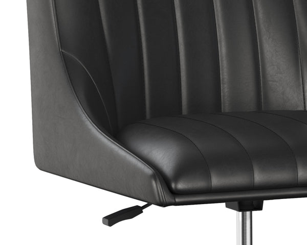 Sunpan HALDEN Office Chair - Retro-Modern Faux Leather Design with Rustic Bronze Frame for Dining Spaces Black 112252