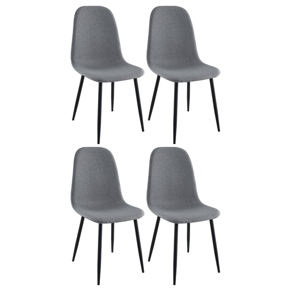 English Elm Jazmine Grey Upholstered Dining Side Chair Set of 4 – Modern Minimalist Bucket Seats, Armless Comfort, Space-Saving Elegance B062P299822
