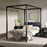 Minimalist Boho Full Canopy Bed with Simple Headboard Black ISLB6BBL Walker Edison