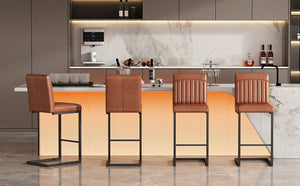 English Elm Faux Leather Counter Stools Set of Two Ergonomic Curved Back Metal Frame Kitchen Seating W5096P400642