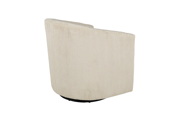English Elm Beige Corduroy Swivel Accent Chair with U-Backrest, 360° Rotation, Plush Cushion, Compact Modern Design B011P370421