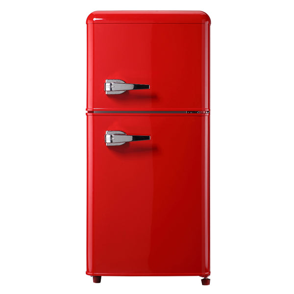 English Elm 3.5cu.ft Two Door Compact Mini Fridge Wood Finish Freezer Dorm Bar Office Red W1002P210642