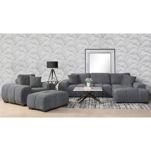 English Elm Plather Luxe Upholstered Sectional with Right Chaise, Grid-Tufted Reversible Cushions & Sturdy Block Legs Charcoal grey B062S01356