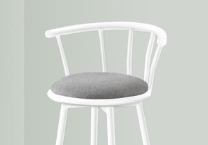 English Elm Barstool, Set of 2 with 360° Swivel, Cushioned Grey Fabric Seats, Sturdy Metal Frame, Contemporary Comfort White 30 L x 23 W x 12 H B2710P219019