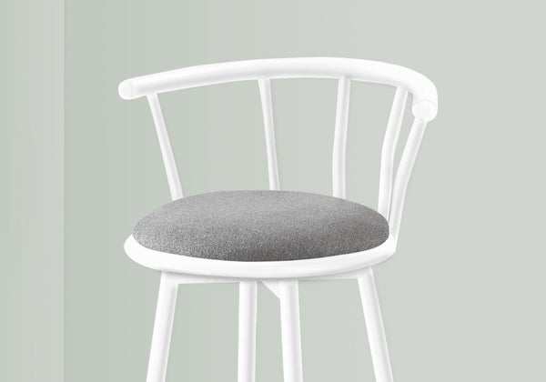 English Elm Barstool, Set of 2 with 360° Swivel, Cushioned Grey Fabric Seats, Sturdy Metal Frame, Contemporary Comfort White 30 L x 23 W x 12 H B2710P219019