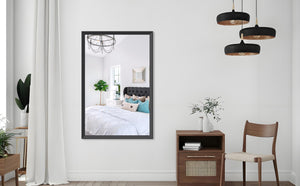 English Elm 48"x32" Oversized Modern Rectangle Bathroom Mirror with Slim Aluminum Frame, Safety Glass, Versatile Mounting Black W708P297670