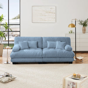 English Elm Cloud 2-Seater Chenille Sofa – Cozy Vintage Charm With Lumbar & Throw Pillows For Stylish Comfort W714S01079
