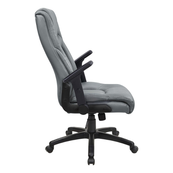 OSP Home Furnishings Exec High Back Bonded Leather Office Chair with Lumbar Support and Pneumatic Lift Grey EC93580-EC42