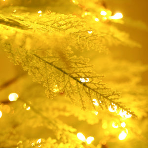English Elm 6 ft Artificial Christmas Tree with 300 Warm LED Lights, 612 Tips, Hinged PE Branches & Metal Stand N710P181792S
