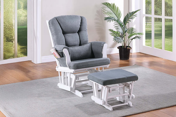English Elm Luxurious Microfiber Glider Chair with Ottoman — Smooth Gliding Motion, Solid Wood Frame, Pocket Storage Dark Gray 36 L x 23 W x 21 H B011P375973