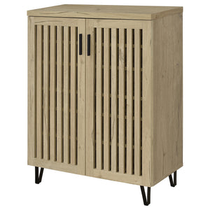 English Elm Clackamas Engineered Wood Shoe Cabinet with Hairpin Legs and Matte Gold Hardware White Oak B062P440406