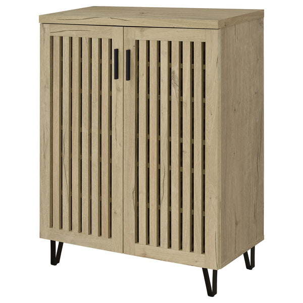 English Elm Clackamas Engineered Wood Shoe Cabinet with Hairpin Legs and Matte Gold Hardware White Oak B062P440406