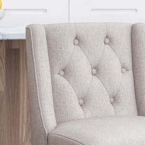 English Elm Christopher Knight Home® - Vienna Tufted Wingback Counter Stools Set of 2 — Elegant Fabric Seating, Button-Tufted Comfort, Durable Rubberwood Frame Light Grey+Natural 64853.00LGRY