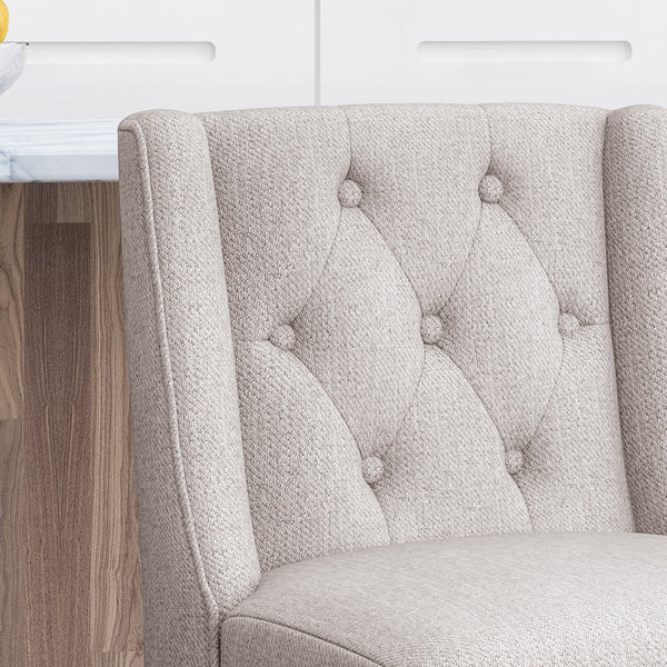 English Elm Christopher Knight Home® - Vienna Tufted Wingback Counter Stools Set of 2 — Elegant Fabric Seating, Button-Tufted Comfort, Durable Rubberwood Frame Light Grey+Natural 64853.00LGRY