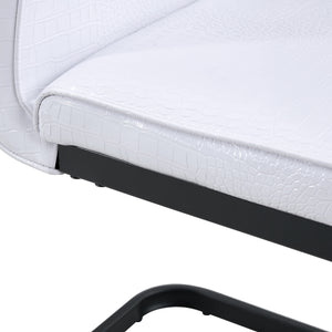 English Elm Set of 2 Glam Faux Alligator Pvc Dining Chairs with Crystal Buckle Bow Legs White W3875P371057