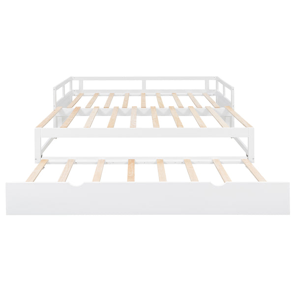 English Elm Extending Twin Daybed with Pull Out Trundle Solid Pine Wood Frame Guest Room N708P336535K