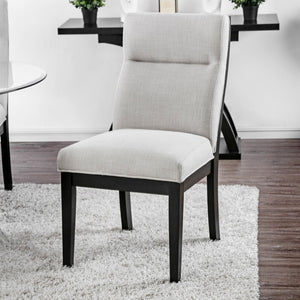 English Elm Modern Two-Tone Beige & Black Tufted Side Chairs Set of 2 — Tapered Legs, Padded Cushions, Ergonomic Support B011P387139