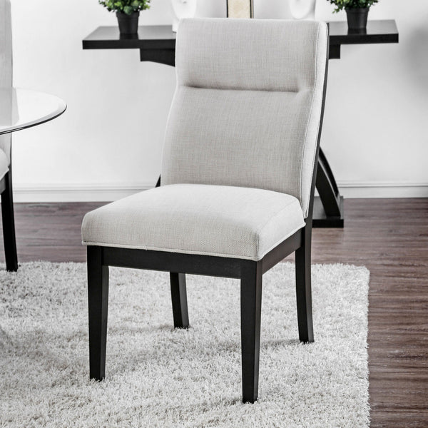 English Elm Modern Two-Tone Beige & Black Tufted Side Chairs Set of 2 — Tapered Legs, Padded Cushions, Ergonomic Support B011P387139