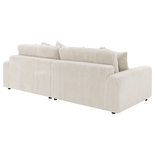English Elm Upton Sand Reversible Sectional Sofa with Trillium Blend Cushions, Neutral Modern Comfort for Family Living B062S01241