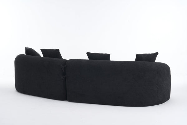English Elm Compression Compression Sponge Sofa Curved Modular Sectional with 30D High-Density Chenille Sleeper for Cozy Apartment Living Room Comfort and Safe Rounded Design Black W2231S00041