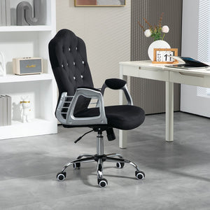 English Elm Vinsetto Velvet Office Chair - Stylish Adjustable Desk Chair With Swivel Wheels & Comfortable Support W2225P217515-GIGA