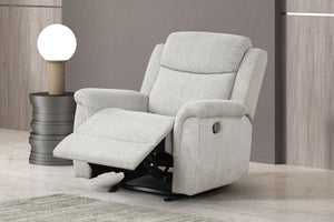 English Elm Contemporary Sandbach Manual Glider Recliner with Padded Track Arms, Smooth Motion, Soft Neutral Fabric Upholstery Light Gray 36 L x 30 W x 27 H B2741P385040
