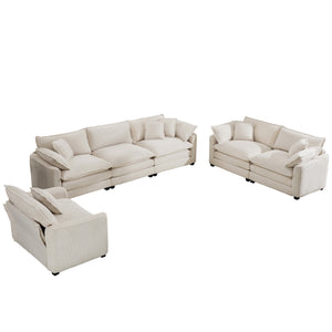 English Elm Modern 3-Piece Sofa Set: Elegant Light Beige Corduroy Sofas With Plush Cushions For Ultimate Comfort W714S00774