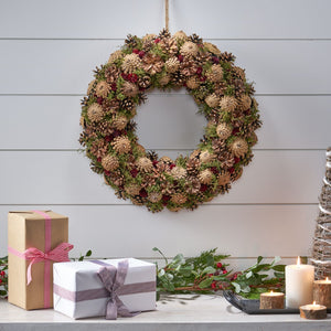 Christopher Knight Home® - Noble House - 18.5" Pine Cone Unlit Artificial Christmas Wreath