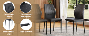 English Elm Set of 3 Ergonomic Pu Leather Dining Chairs with Metal Frame and Foam Cushion W1151P442911