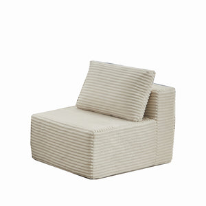 English Elm Modular Single-Seat Sectional Couch In Beige - Versatile L/U-Shaped Design For Stylish Comfort W1143P313660