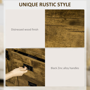 English Elm HOMCOM Rustic Industrial Sideboard Buffet Cabinet with 4 Drawers, Adjustable Shelf & Coffee Bar Top Brown W2225P217718