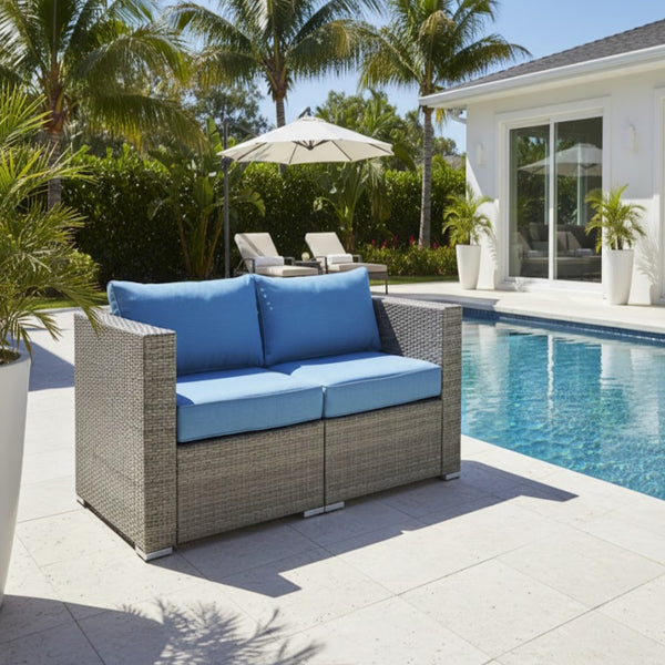 English Elm 59" Modular Pe Rattan Outdoor Loveseat Set with Uv Resistant Olefin Cushions for Patios B082P455122