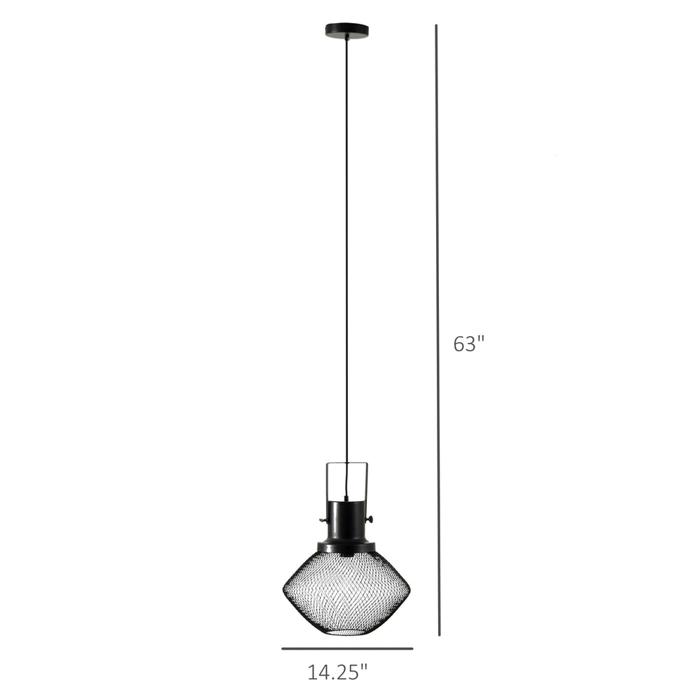 English Elm Industrial Steel Mesh Cage Pendant Light for Kitchen Island or Dining Room Decor T3971P387547
