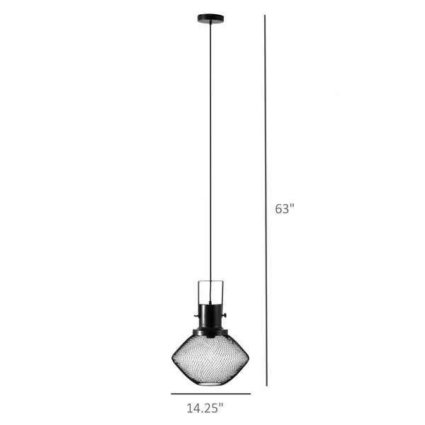 English Elm Industrial Steel Mesh Cage Pendant Light for Kitchen Island or Dining Room Decor T3971P387547